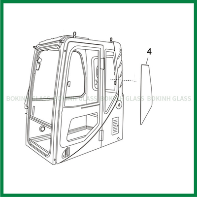 Sostituzione posteriore del parabrezza di posizione NO.4 della porta di Cab Glass Left dell'escavatore di SUMITOMO CATERPILLAR