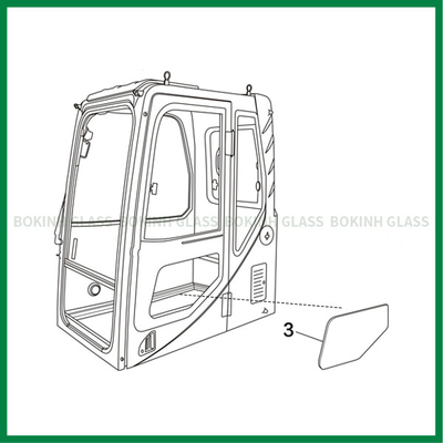 Posizione più bassa su ordinazione NO.3 della porta sinistra di vetro del parabrezza di HITACHI KOMATSU