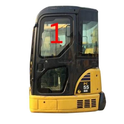 Spesso di vetro NO.1 5mm di posizione laterale di KOMATSU PC55MR Cab Glass Left grande temperato